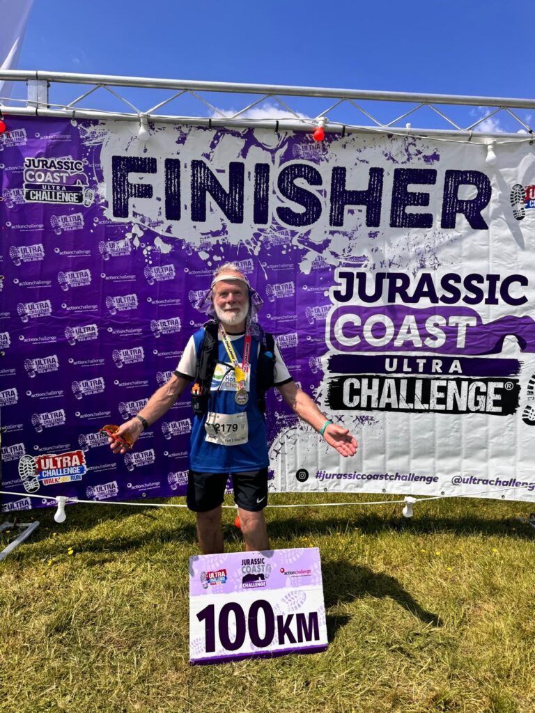 Pieter Mostert completing the 100K challenge for the Jurassic Coast Challenge 2025