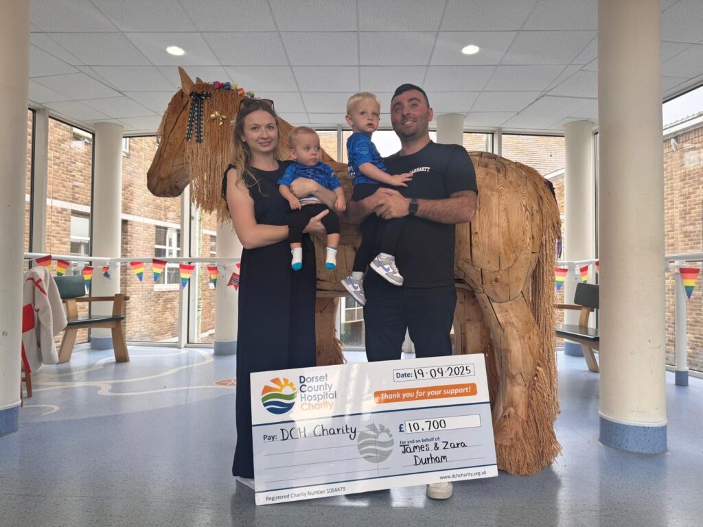 Zara and James Durham cheque presentation for Oakfest